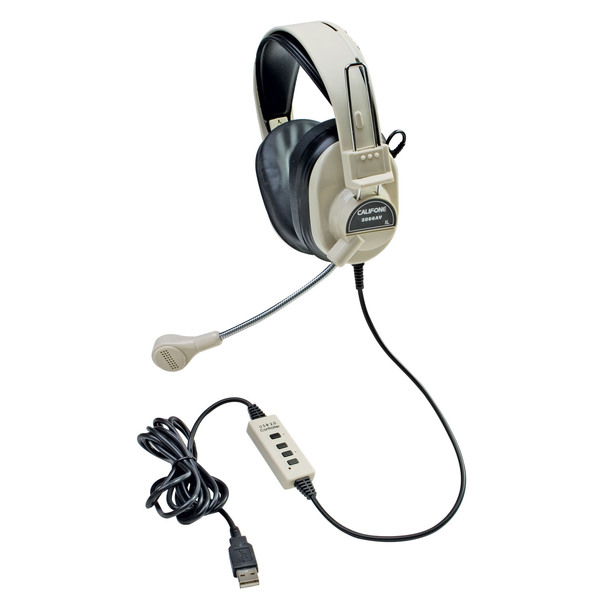Califone Deluxe Multimedia Stereo Headset with Boom Microphone with USB plug 3066USB